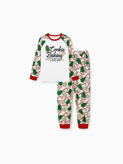 Christmas Matching Family Pajamas Set Christmas Tree Print Red and Apricot PJS with Christmas Socks Apricot