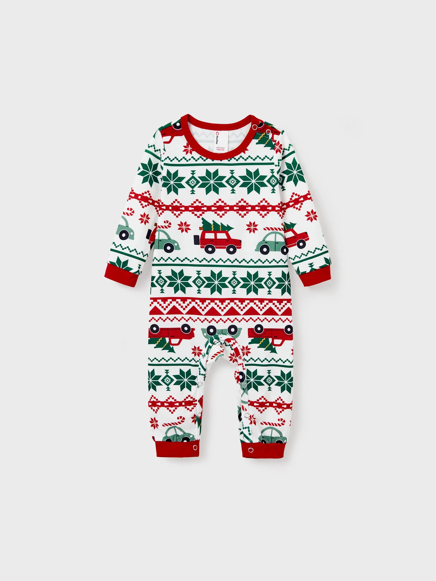 Christmas Matching Family Pajamas Set Snowflake and Car Print PJS with Christmas Socks Red
