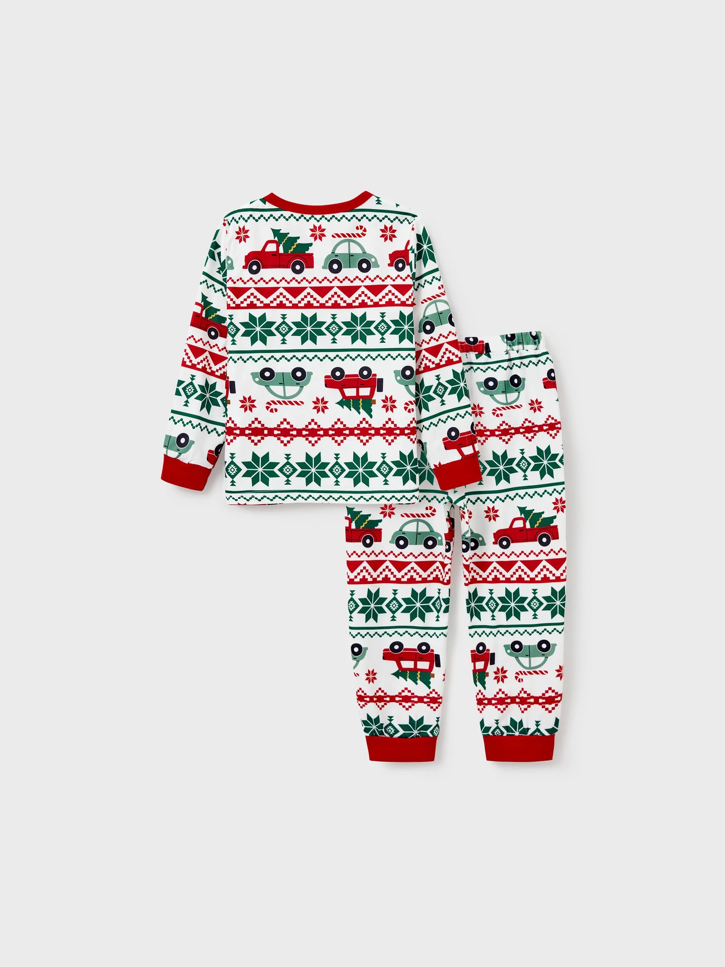 Christmas Matching Family Pajamas Set Snowflake and Car Print PJS with Christmas Socks Red