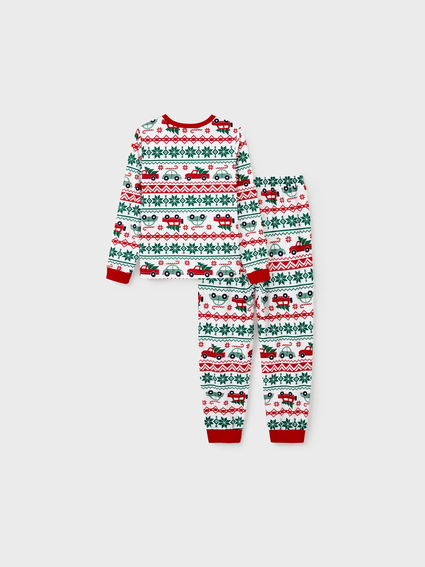 Christmas Matching Family Pajamas Set Snowflake and Car Print PJS with Christmas Socks Red