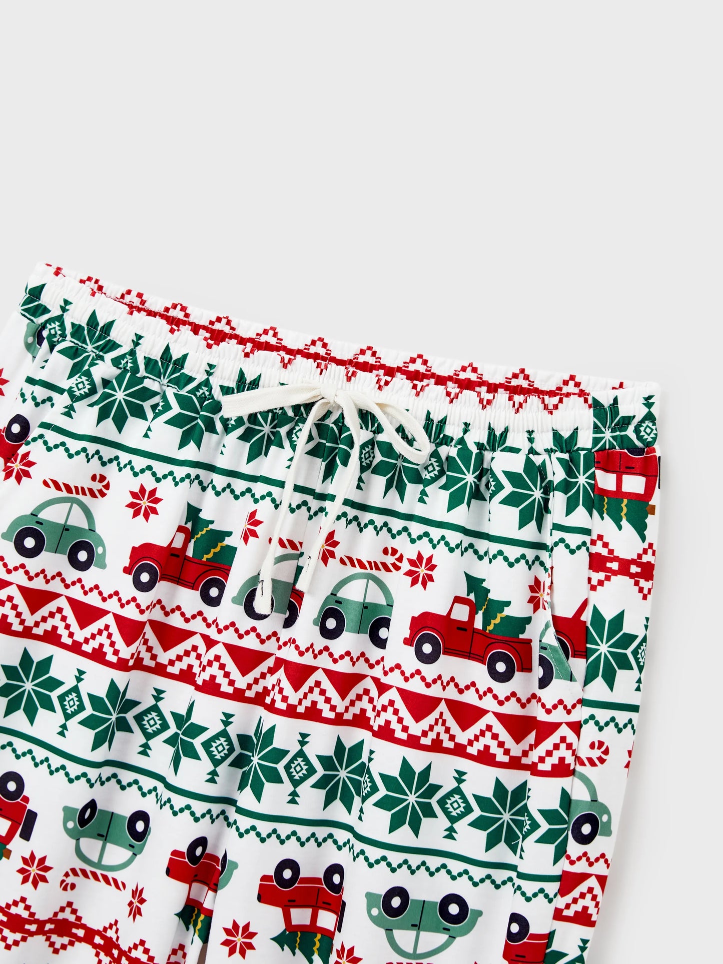 Christmas Matching Family Pajamas Set Snowflake and Car Print PJS with Christmas Socks Red