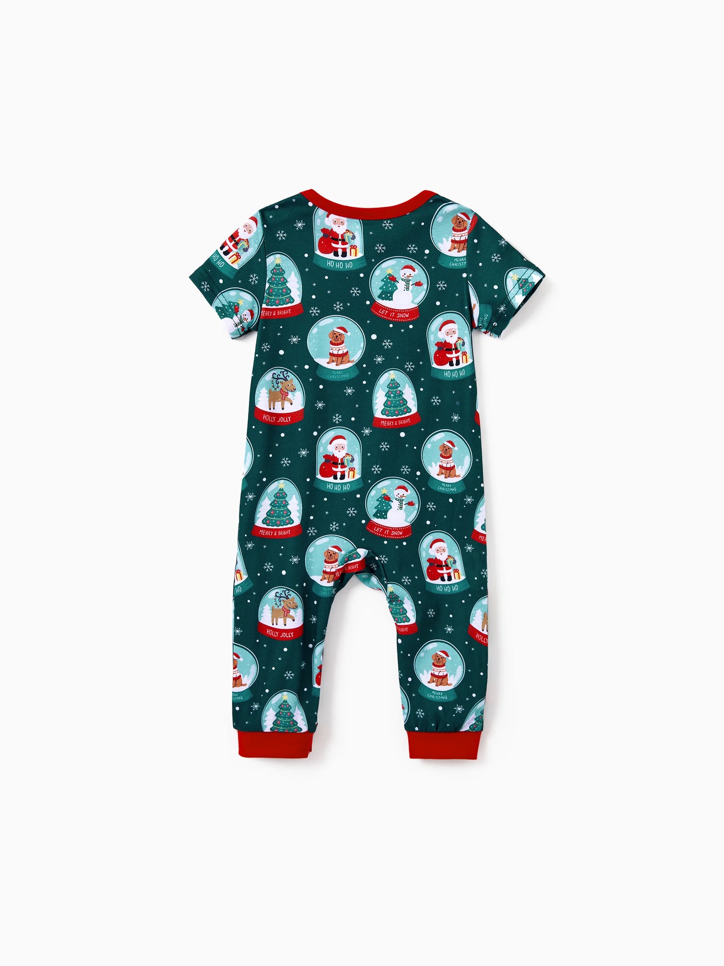 Conjunto de Pijamas Coordinados para a Família com Tema de Natal - Estampa do Pai Natal - Turquesa