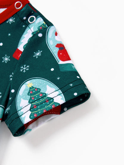 Conjunto de Pijamas Coordinados para a Família com Tema de Natal - Estampa do Pai Natal - Turquesa