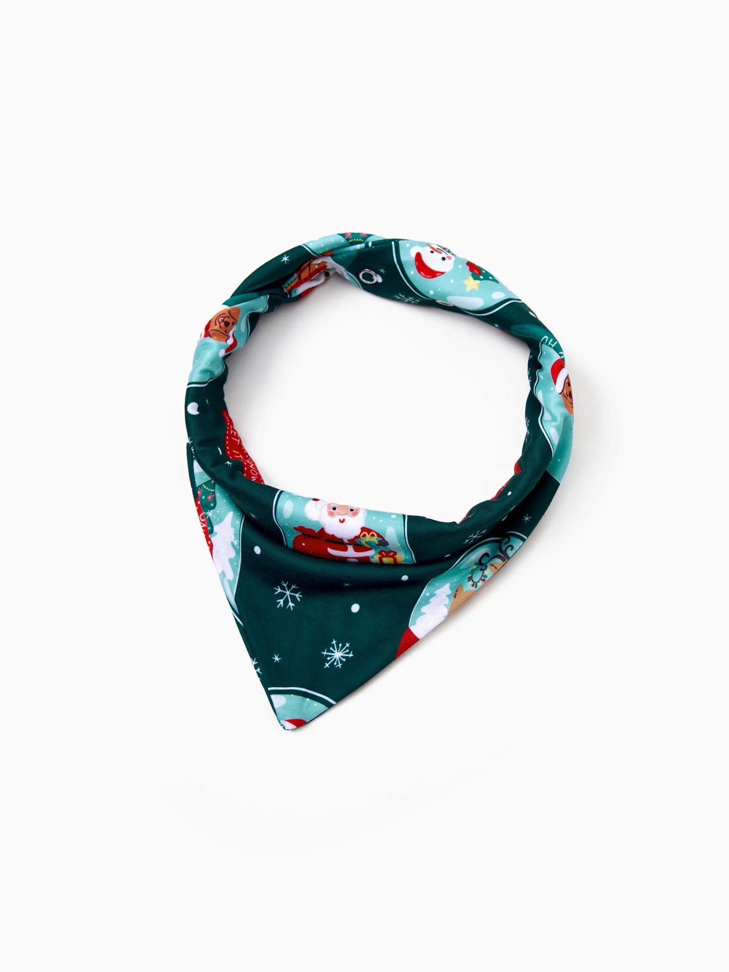 Conjunto de Pijamas Coordinados para a Família com Tema de Natal - Estampa do Pai Natal - Turquesa