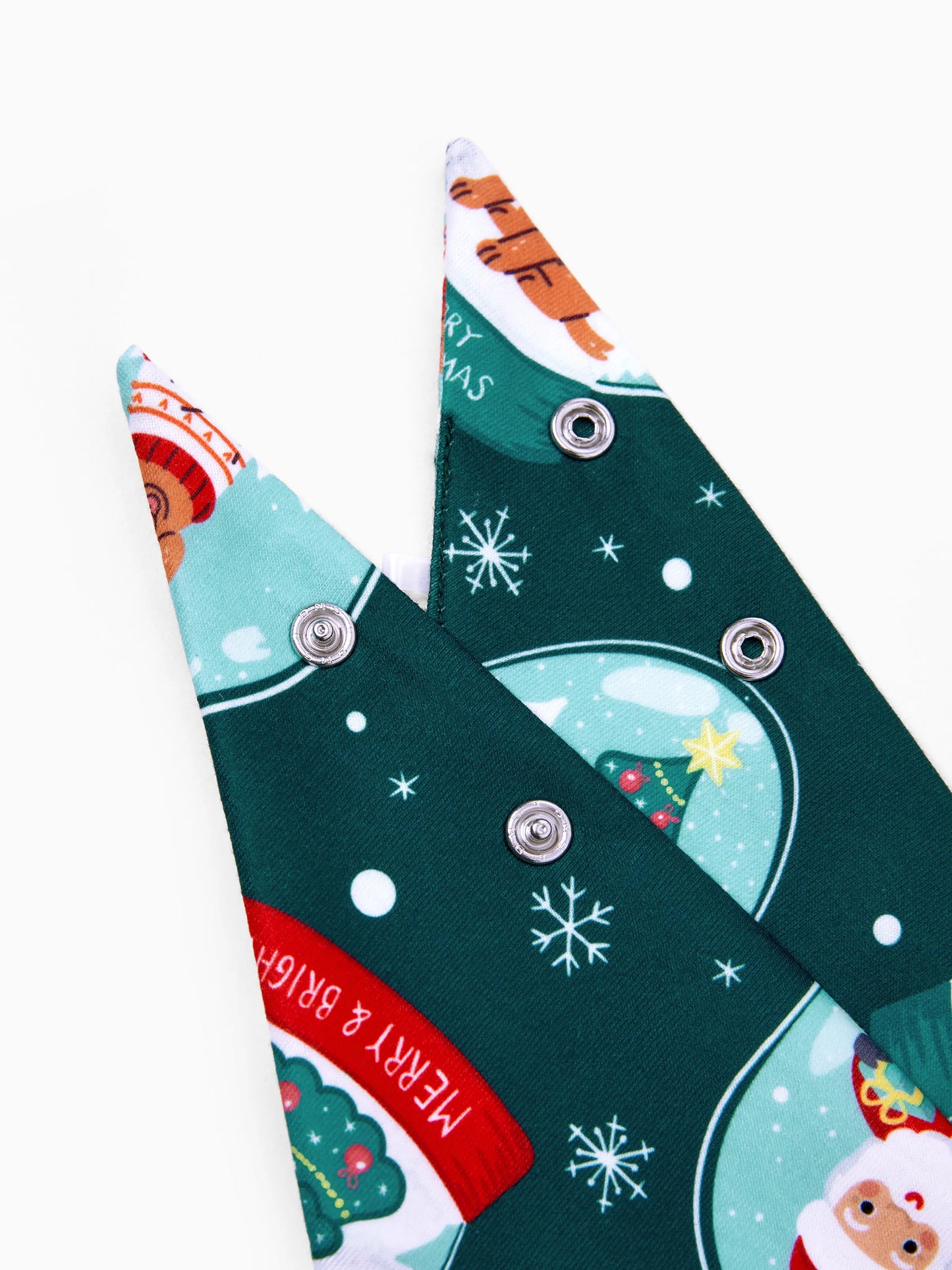 Conjunto de Pijamas Coordinados para a Família com Tema de Natal - Estampa do Pai Natal - Turquesa