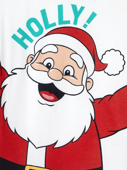 Conjunto de Pijamas de Natal em Conjunto para a Família - Pai Natal e Flocos de Neve em Riscas Vermelhas