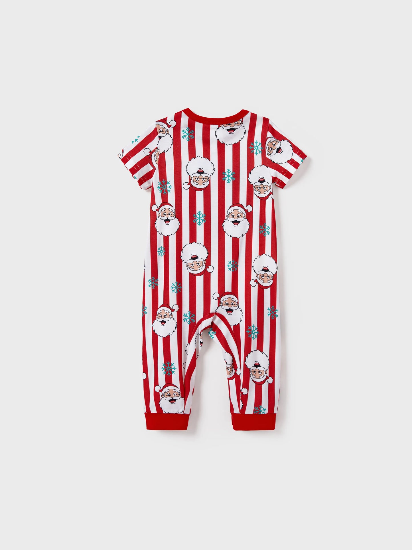 Conjunto de Pijamas de Natal em Conjunto para a Família - Pai Natal e Flocos de Neve em Riscas Vermelhas