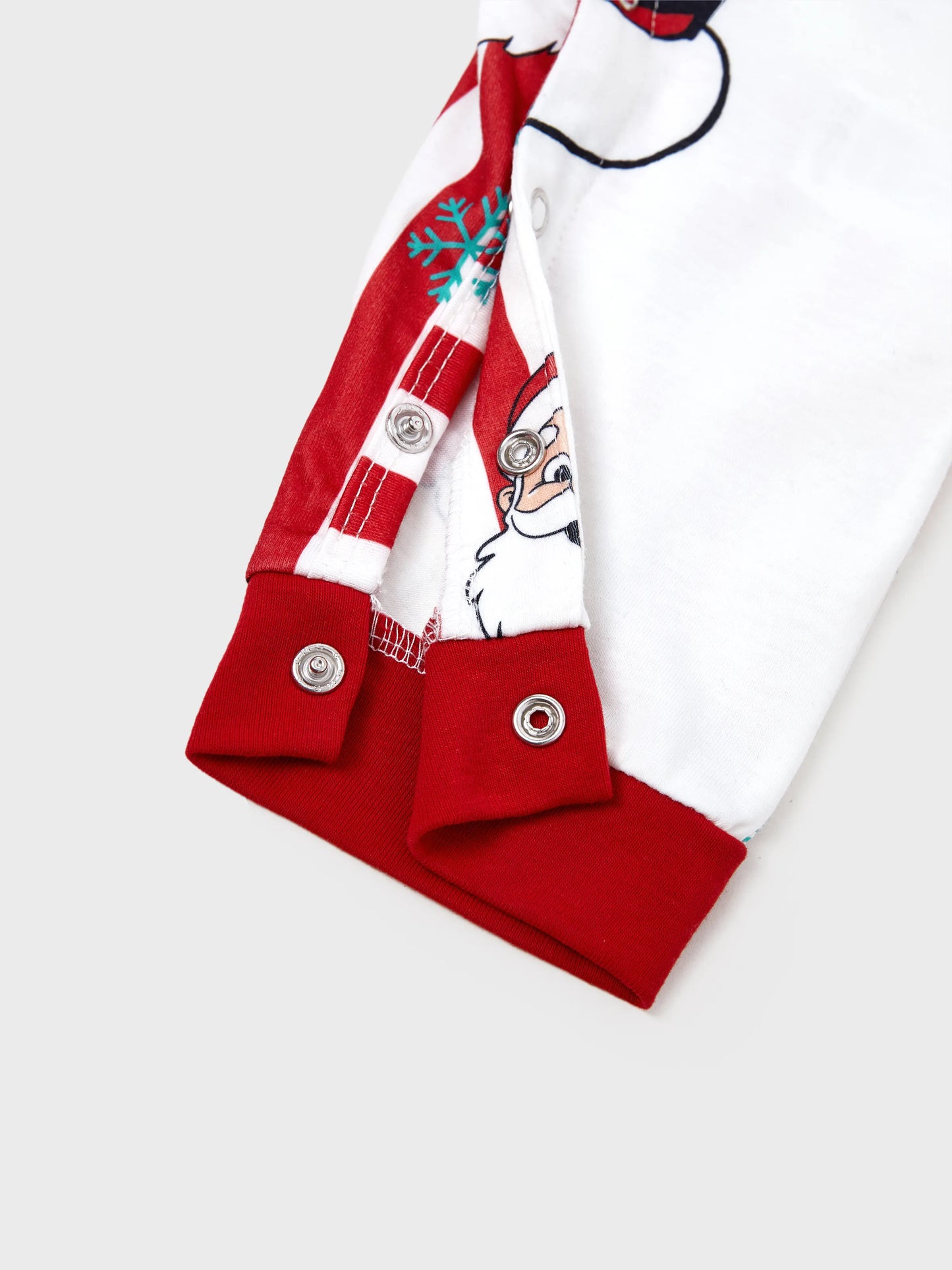 Conjunto de Pijamas de Natal em Conjunto para a Família - Pai Natal e Flocos de Neve em Riscas Vermelhas