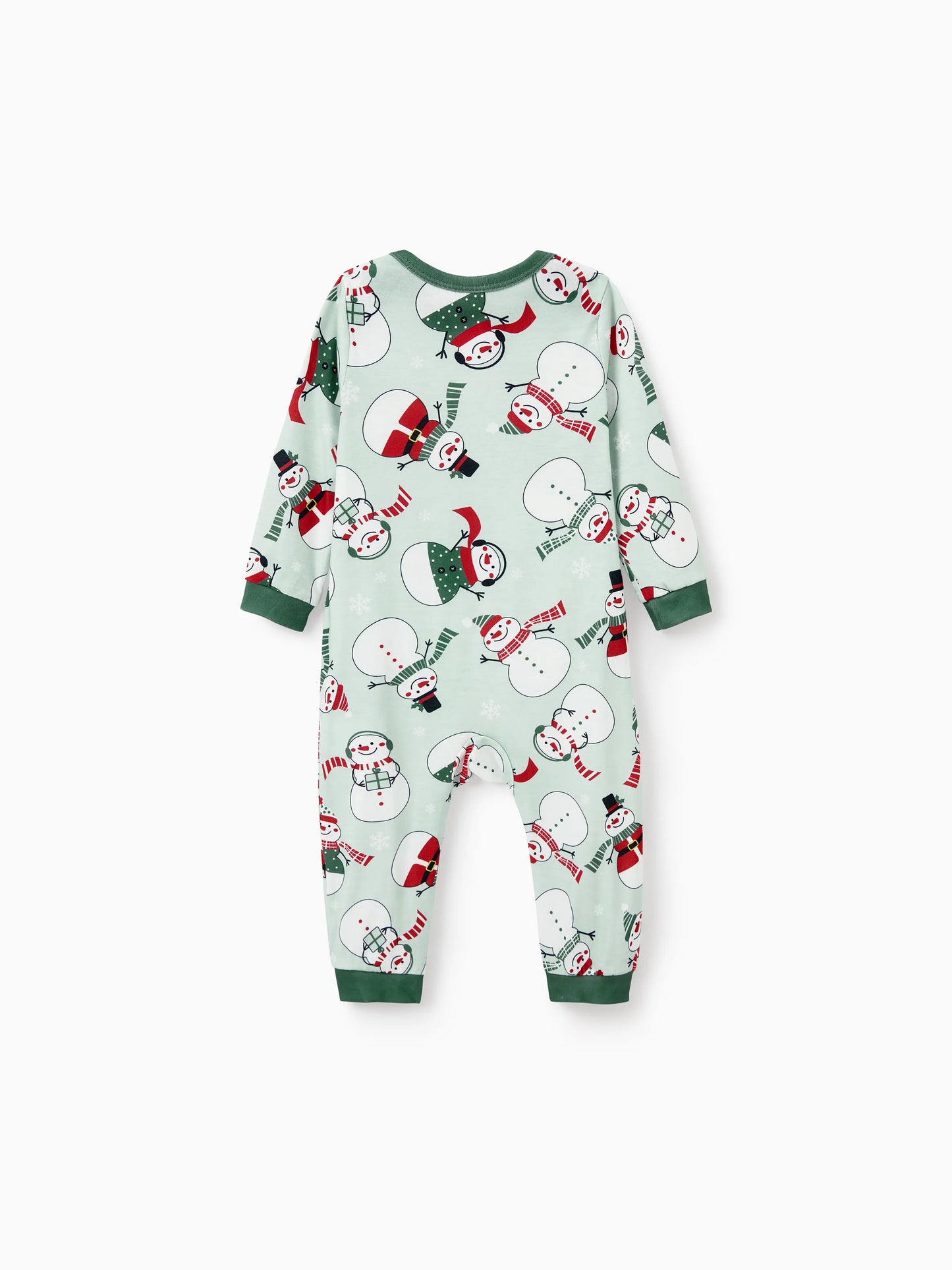 Christmas Matching Family Pajamas Set Christmas Snowman Print PJS with Christmas Socks Mint Green