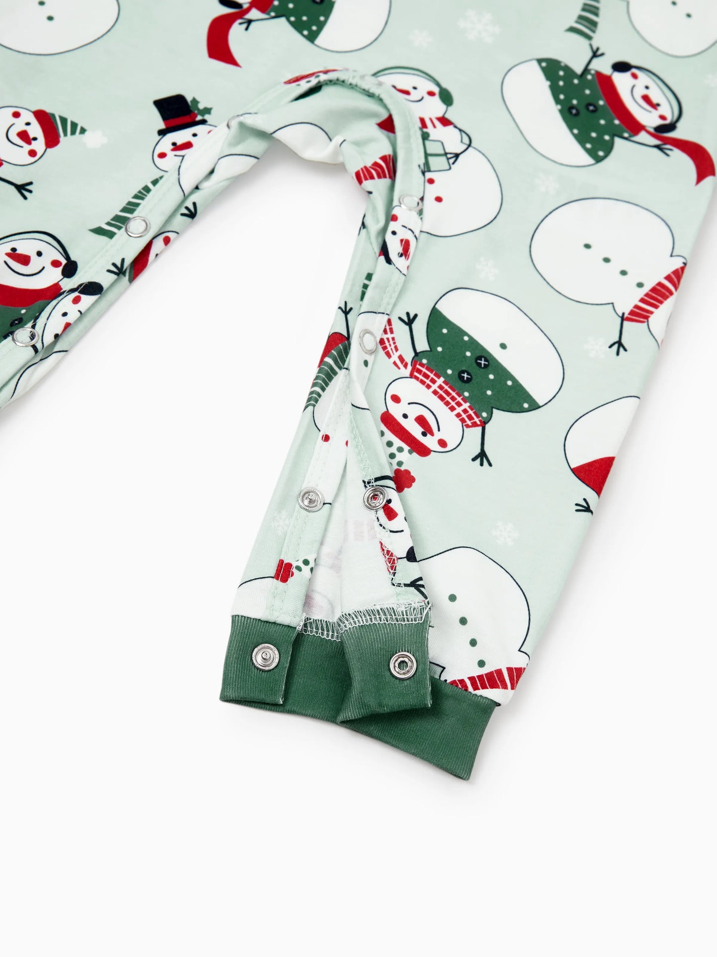 Christmas Matching Family Pajamas Set Christmas Snowman Print PJS with Christmas Socks Mint Green