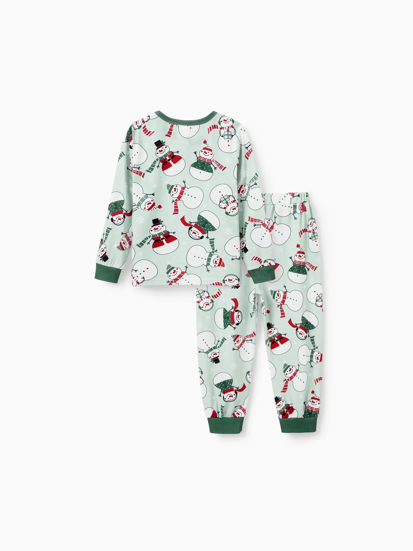 Christmas Matching Family Pajamas Set Christmas Snowman Print PJS with Christmas Socks Mint Green