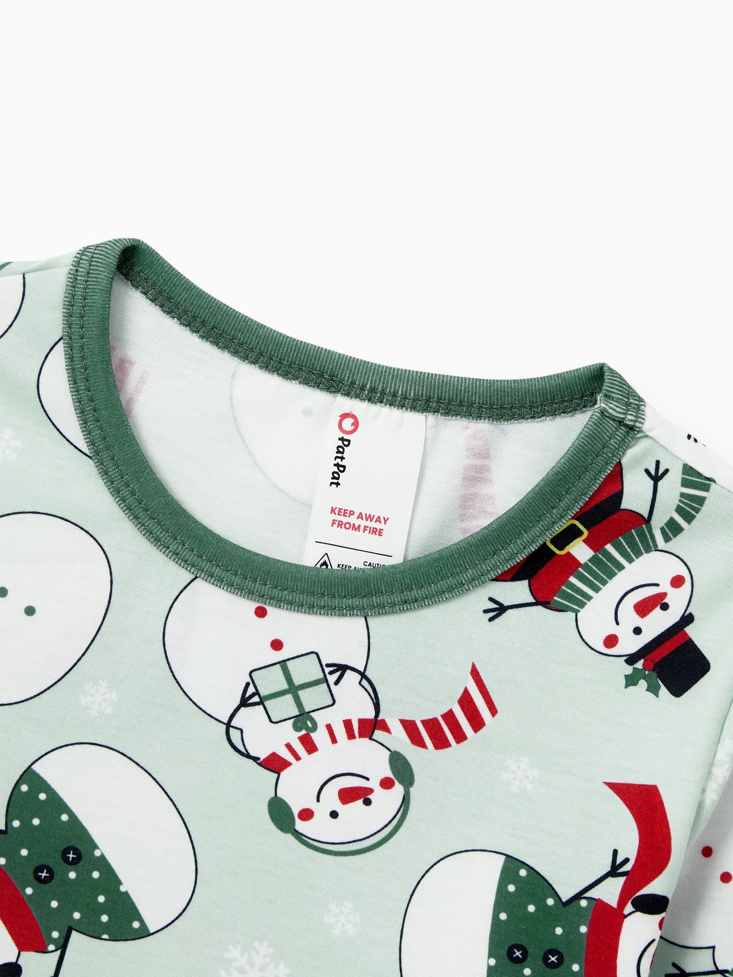 Christmas Matching Family Pajamas Set Christmas Snowman Print PJS with Christmas Socks Mint Green