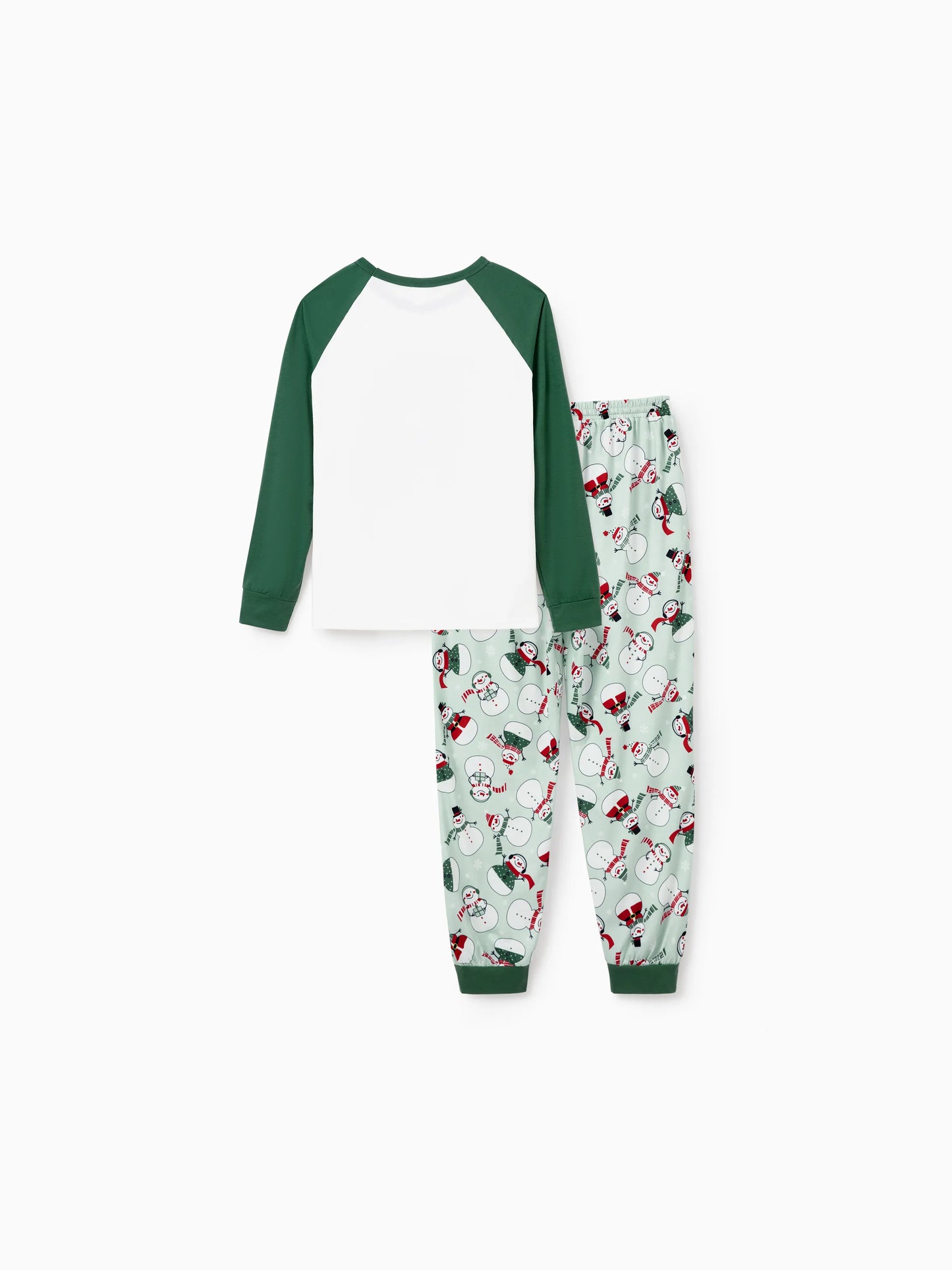 Christmas Matching Family Pajamas Set Christmas Snowman Print PJS with Christmas Socks Mint Green
