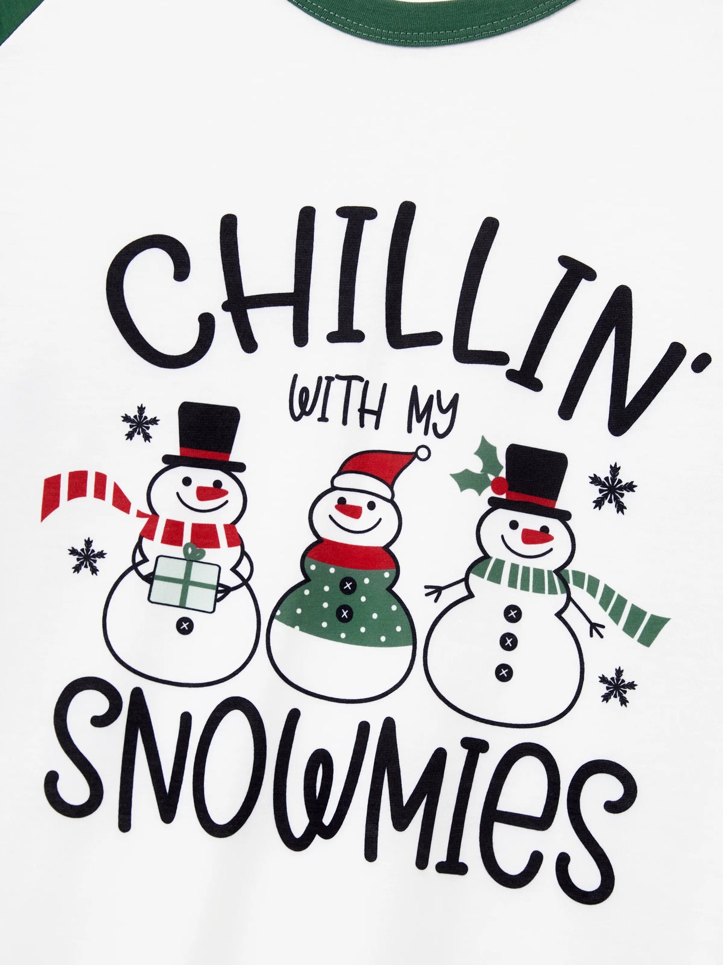 Christmas Matching Family Pajamas Set Christmas Snowman Print PJS with Christmas Socks Mint Green