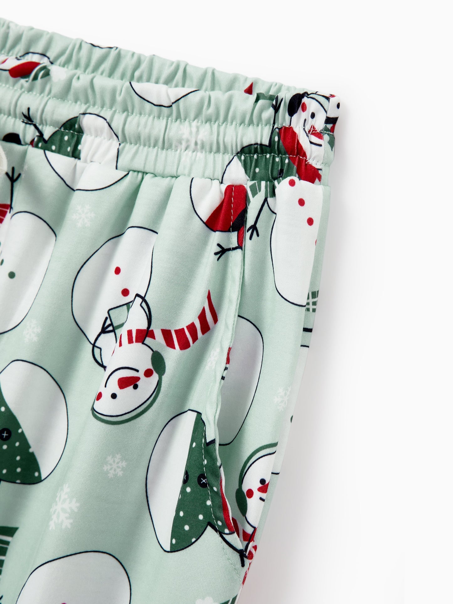 Christmas Matching Family Pajamas Set Christmas Snowman Print PJS with Christmas Socks Mint Green