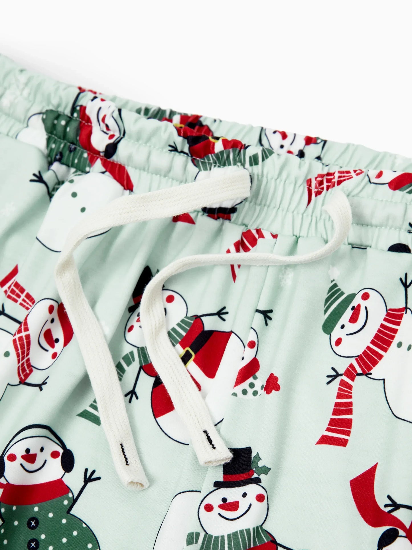 Christmas Matching Family Pajamas Set Christmas Snowman Print PJS with Christmas Socks Mint Green