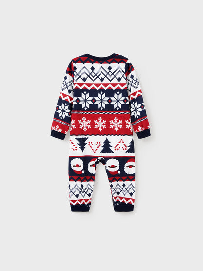 Christmas Matching Family Pajamas Set Glow In The Dark Santa Claus Print PJS with Christmas Socks Deep Blue