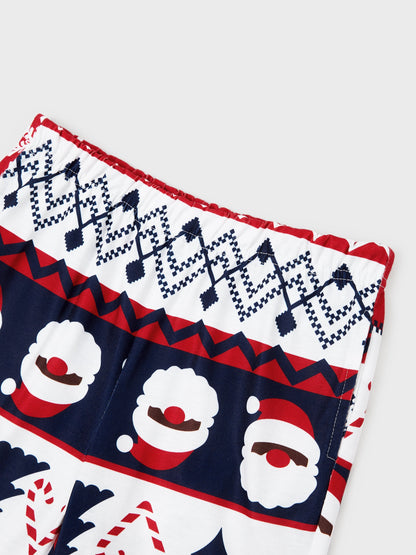 Christmas Matching Family Pajamas Set Glow In The Dark Santa Claus Print PJS with Christmas Socks Deep Blue