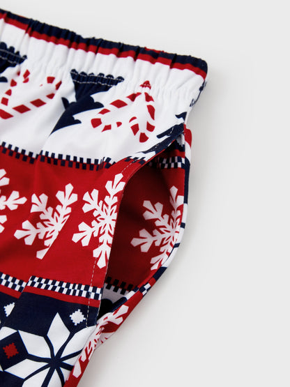 Christmas Matching Family Pajamas Set Glow In The Dark Santa Claus Print PJS with Christmas Socks Deep Blue