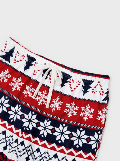 Christmas Matching Family Pajamas Set Glow In The Dark Santa Claus Print PJS with Christmas Socks Deep Blue