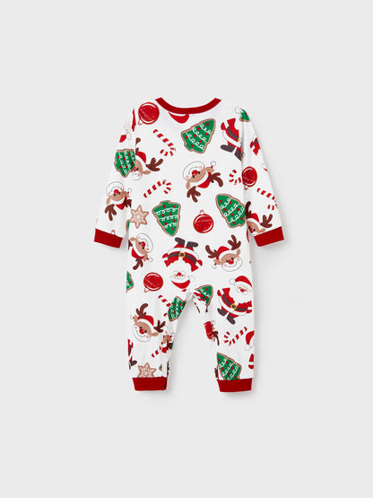 Christmas Matching Family Pajamas Set Glow In The Dark Santa Claus Christmas-themed Print PJS with Christmas Socks Color block