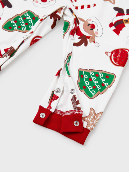 Christmas Matching Family Pajamas Set Glow In The Dark Santa Claus Christmas-themed Print PJS with Christmas Socks Color block