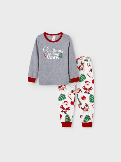 Christmas Matching Family Pajamas Set Glow In The Dark Santa Claus Christmas-themed Print PJS with Christmas Socks Color block