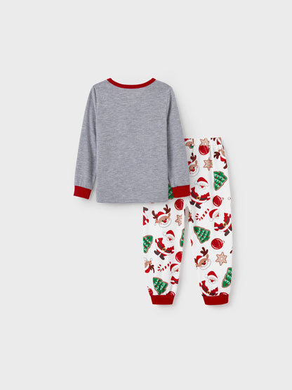 Christmas Matching Family Pajamas Set Glow In The Dark Santa Claus Christmas-themed Print PJS with Christmas Socks Color block