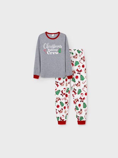 Christmas Matching Family Pajamas Set Glow In The Dark Santa Claus Christmas-themed Print PJS with Christmas Socks Color block