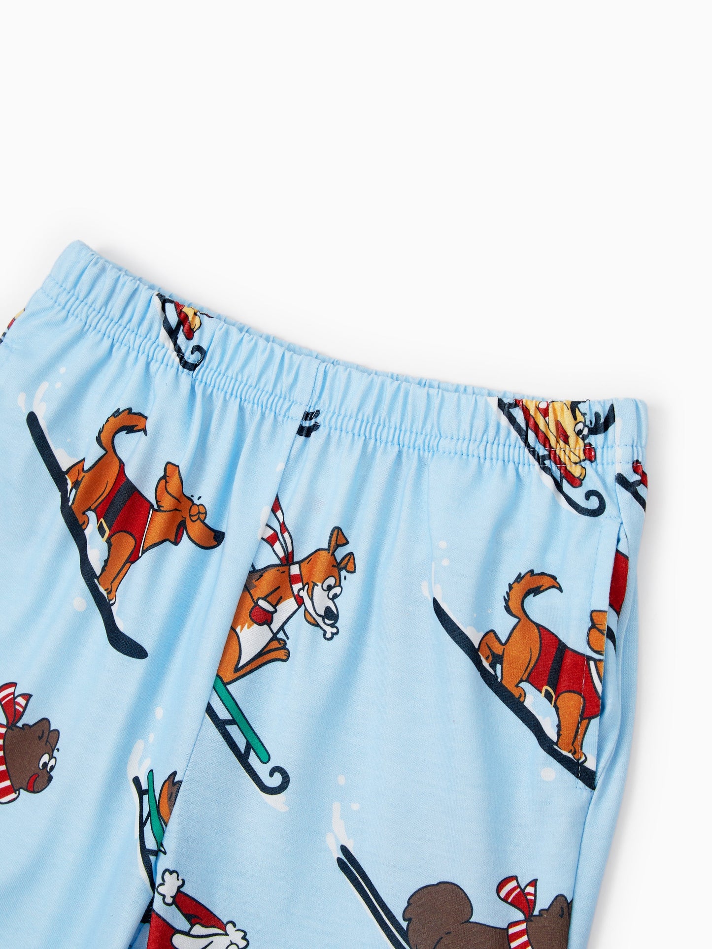 Christmas Matching Family Pajamas Set Sled Dogs Print PJS with Christmas Socks Blue