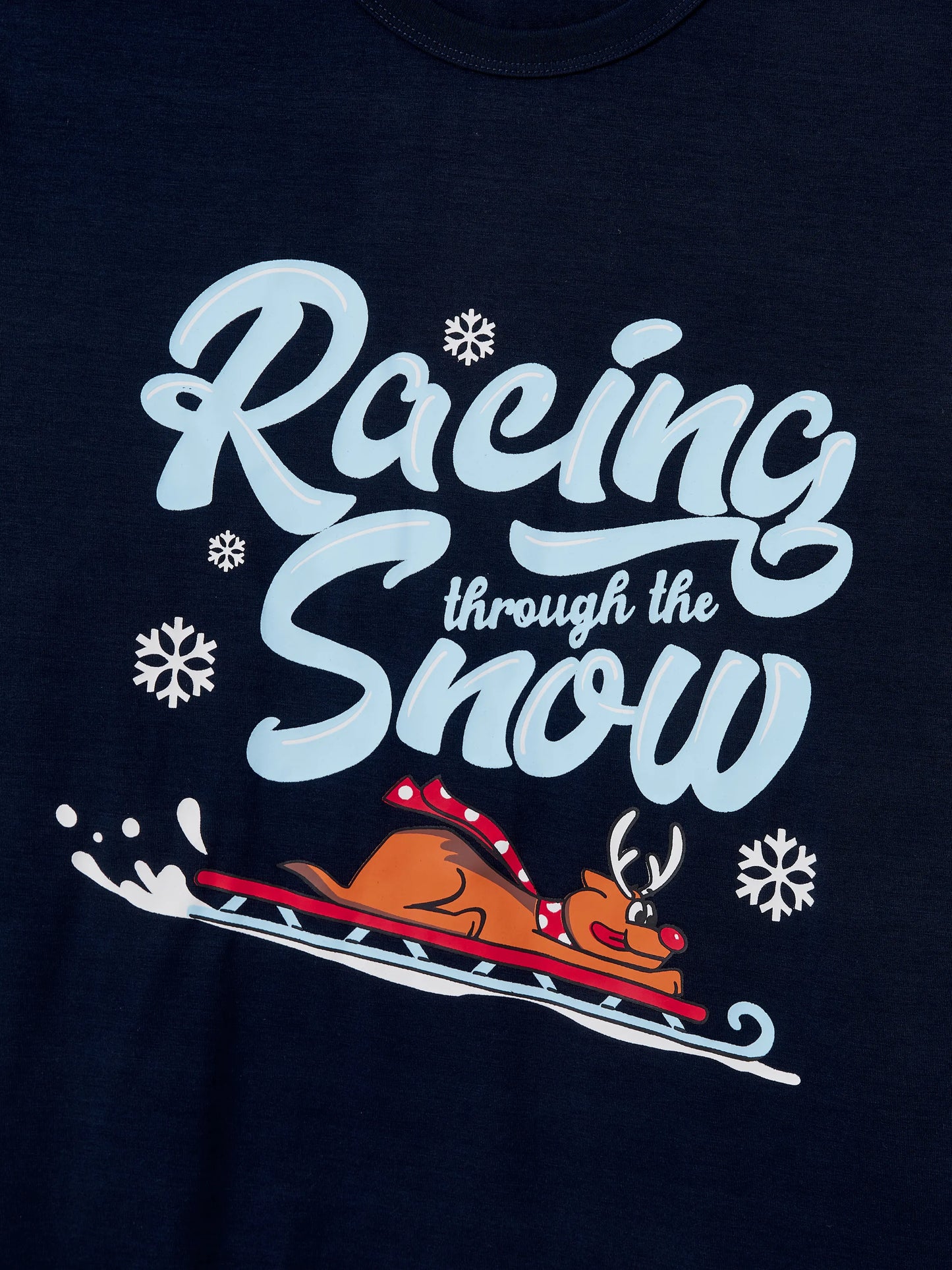 Christmas Matching Family Pajamas Set Sled Dogs Print PJS with Christmas Socks Blue