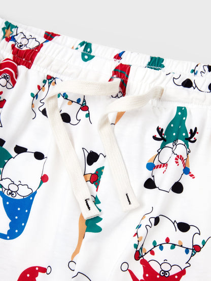 Christmas Matching Family Pajamas Set Christmas Gnome Print PJS with Christmas Socks Red