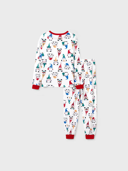 Christmas Matching Family Pajamas Set Christmas Gnome Print PJS with Christmas Socks Red