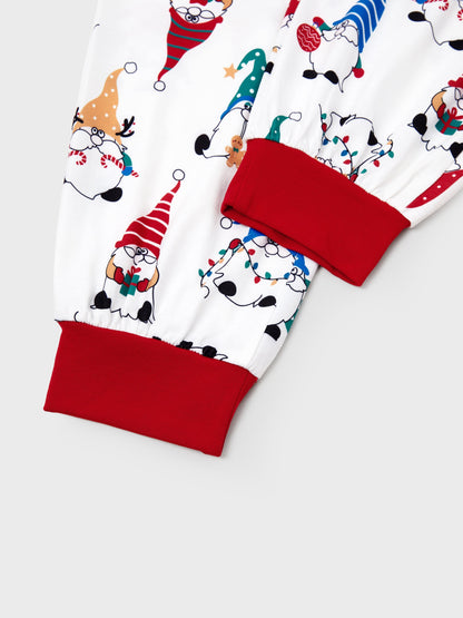 Christmas Matching Family Pajamas Set Christmas Gnome Print PJS with Christmas Socks Red