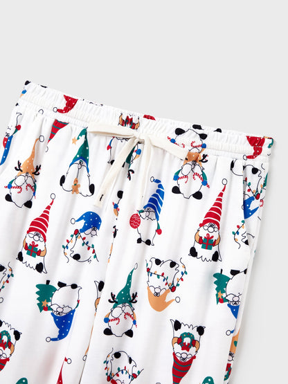 Christmas Matching Family Pajamas Set Christmas Gnome Print PJS with Christmas Socks Red