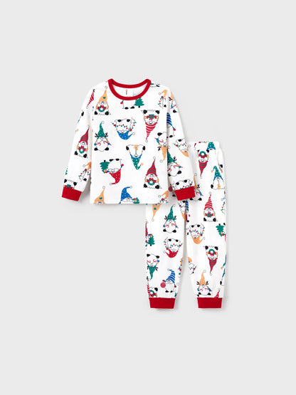 Christmas Matching Family Pajamas Set Christmas Gnome Print PJS with Christmas Socks Red