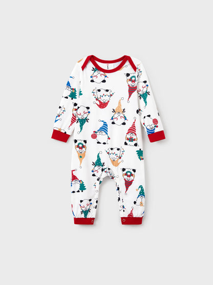 Christmas Matching Family Pajamas Set Christmas Gnome Print PJS with Christmas Socks Red