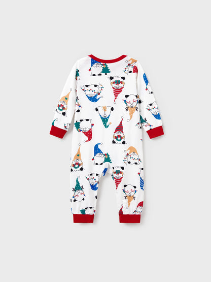 Christmas Matching Family Pajamas Set Christmas Gnome Print PJS with Christmas Socks Red