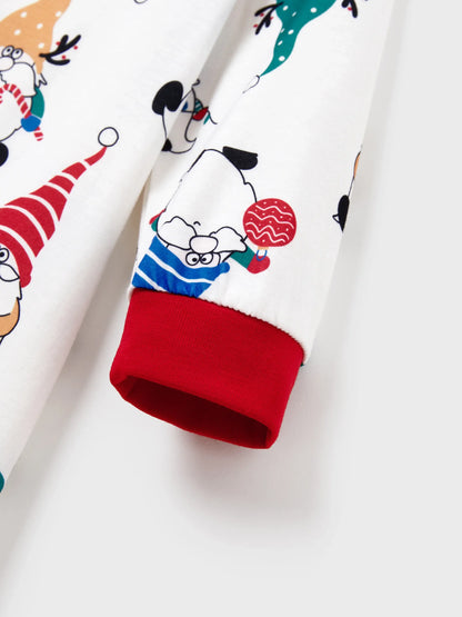 Christmas Matching Family Pajamas Set Christmas Gnome Print PJS with Christmas Socks Red