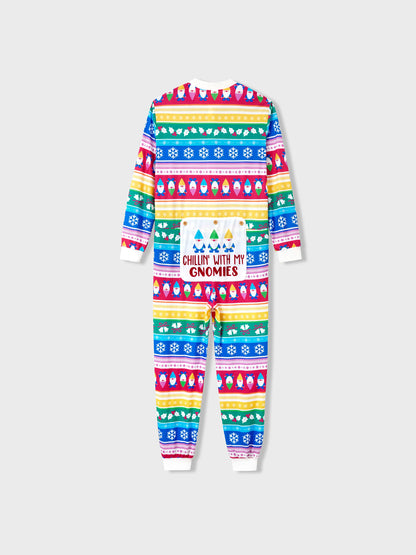 Christmas Matching Family Pajamas Set Christmas Gnome Striped PJS with Christmas Socks Multi-color
