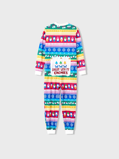 Christmas Matching Family Pajamas Set Christmas Gnome Striped PJS with Christmas Socks Multi-color