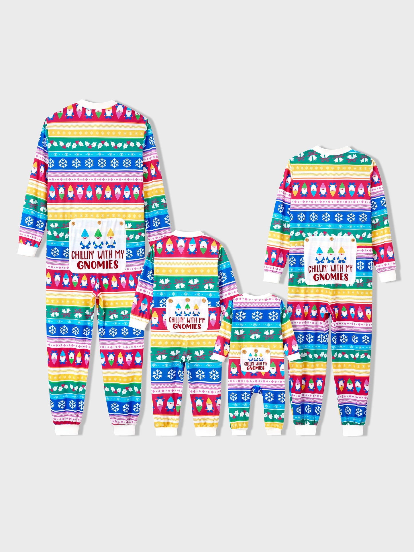 Christmas Matching Family Pajamas Set Christmas Gnome Striped PJS with Christmas Socks Multi-color