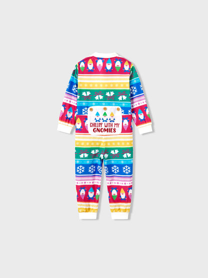 Christmas Matching Family Pajamas Set Christmas Gnome Striped PJS with Christmas Socks Multi-color