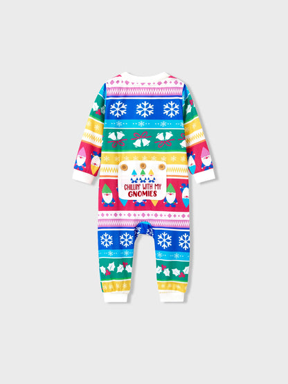 Christmas Matching Family Pajamas Set Christmas Gnome Striped PJS with Christmas Socks Multi-color