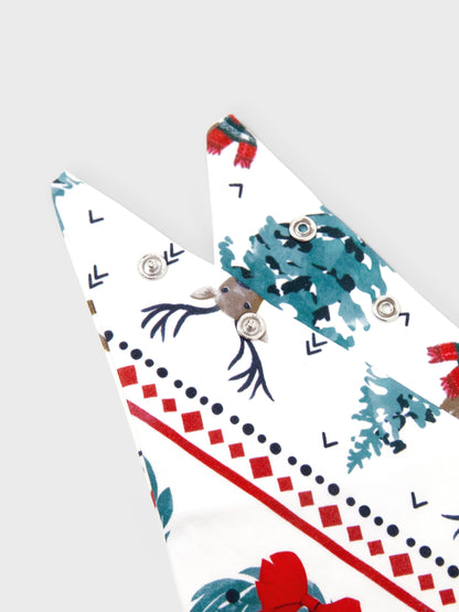 Christmas Matching Family Pajamas Set Christmas Elk and Bell Print Striped PJS with Christmas Socks White