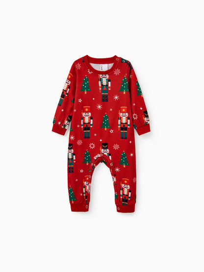 Christmas Matching Family Pajamas Set Nutcracker Print PJS with Christmas Socks Red