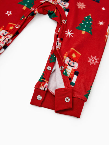 Christmas Matching Family Pajamas Set Nutcracker Print PJS with Christmas Socks Red