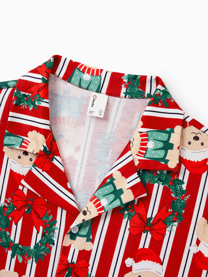 Conjunto de Pijamas Coordenados para a Família no Natal com Estampa de Cãozinho Vermelhos