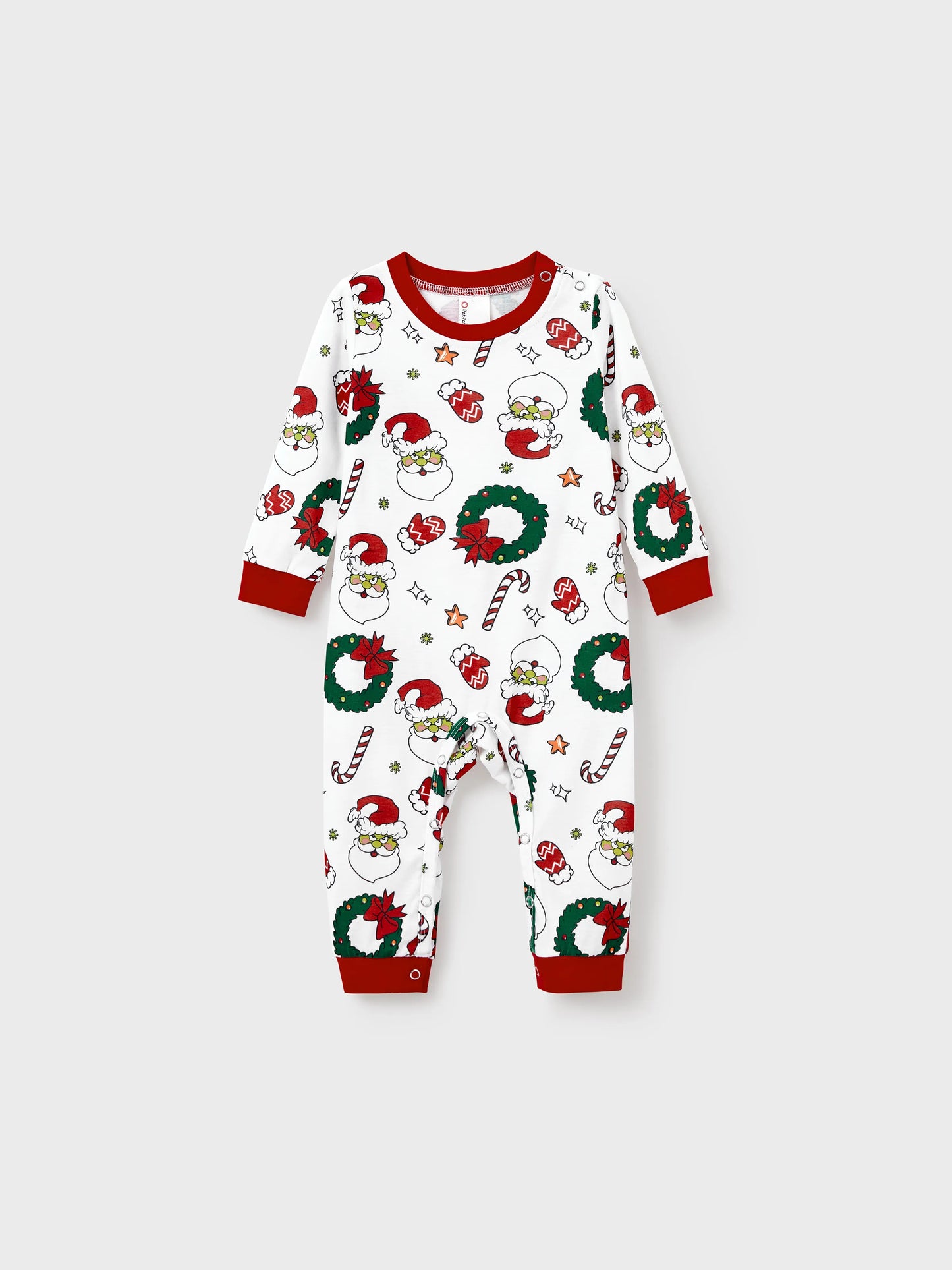 Christmas Matching Family Pajamas Set Christmas Grinch-themed Print PJS with Christmas Socks Red