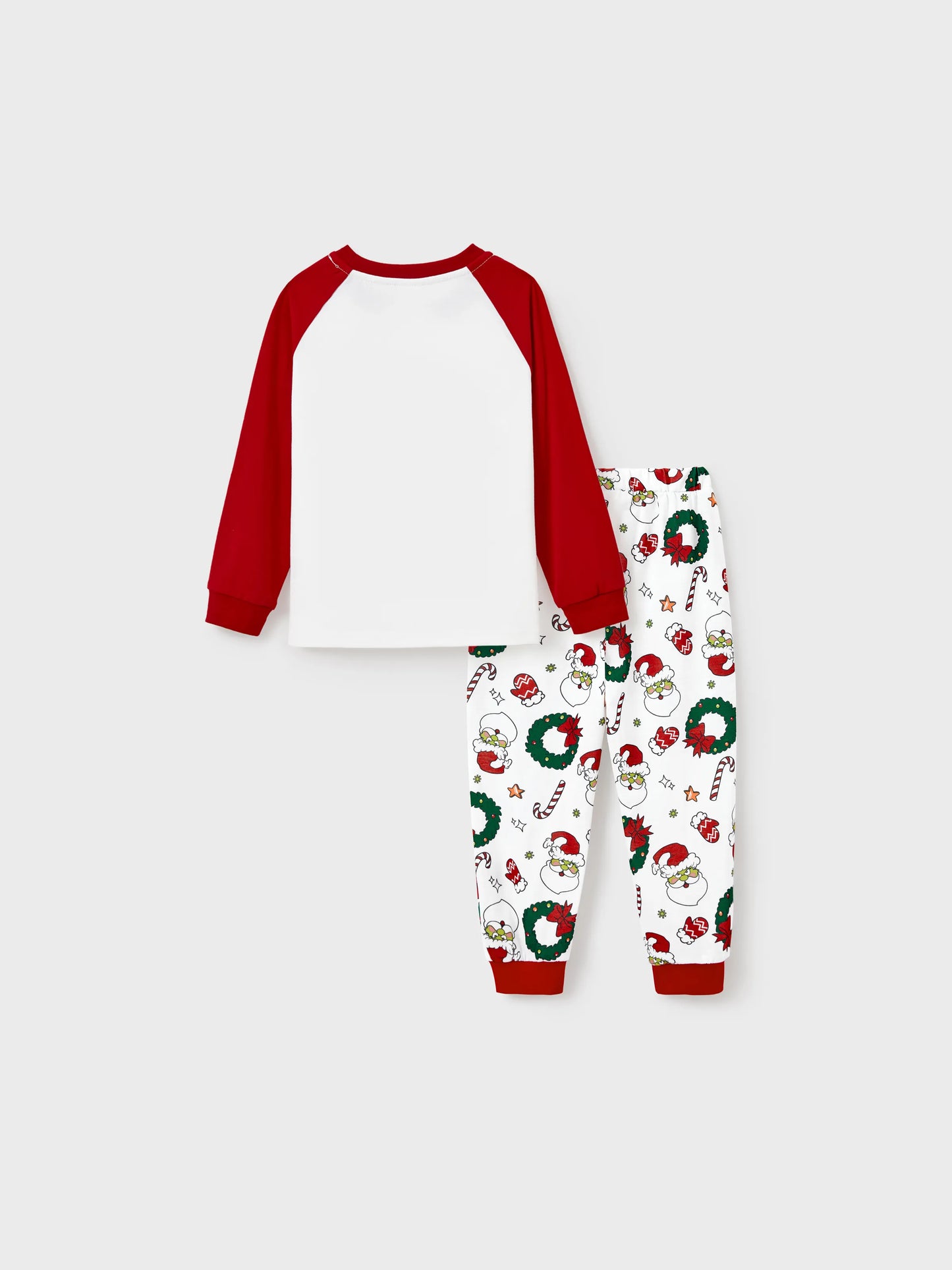 Christmas Matching Family Pajamas Set Christmas Grinch-themed Print PJS with Christmas Socks Red